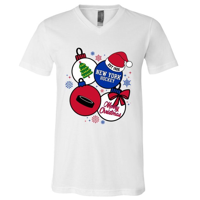 Merry Christmas New York Hockey Est 1926 V-Neck T-Shirt