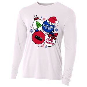 Merry Christmas New York Hockey Est 1926 Cooling Performance Long Sleeve Crew