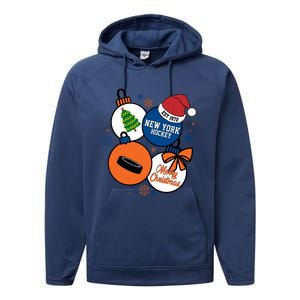 Merry Christmas New York Hockey Est 1972 Performance Fleece Hoodie