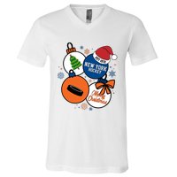 Merry Christmas New York Hockey Est 1972 V-Neck T-Shirt