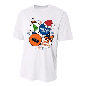 Merry Christmas New York Hockey Est 1972 Performance Sprint T-Shirt