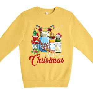 Merry Christmas Nurse Er Nicu Icu Rn Nurses Xmas Pajama Funny Gift Premium Crewneck Sweatshirt