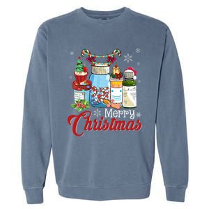 Merry Christmas Nurse Er Nicu Icu Rn Nurses Xmas Pajama Funny Gift Garment-Dyed Sweatshirt