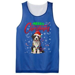 Merry Christmas Newfoundland Dog Santa Hat Lights Snowflakes Cute Gift Mesh Reversible Basketball Jersey Tank