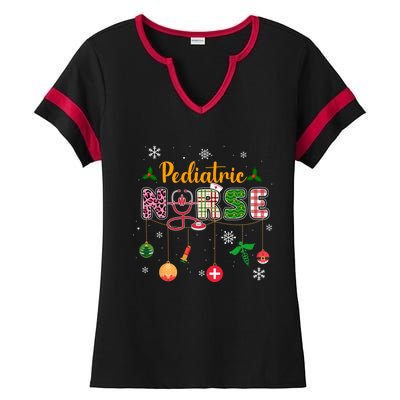 Merry Christmas Nursing Scrub Pediatric Nurse Stethoscope Gift Ladies Halftime Notch Neck Tee