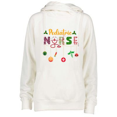 Merry Christmas Nursing Scrub Pediatric Nurse Stethoscope Gift Womens Funnel Neck Pullover Hood