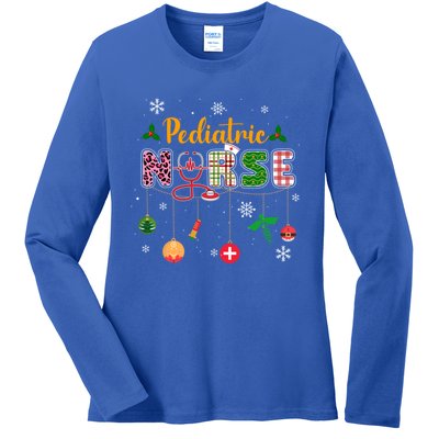 Merry Christmas Nursing Scrub Pediatric Nurse Stethoscope Gift Ladies Long Sleeve Shirt