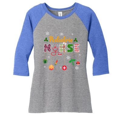 Merry Christmas Nursing Scrub Pediatric Nurse Stethoscope Gift Women's Tri-Blend 3/4-Sleeve Raglan Shirt