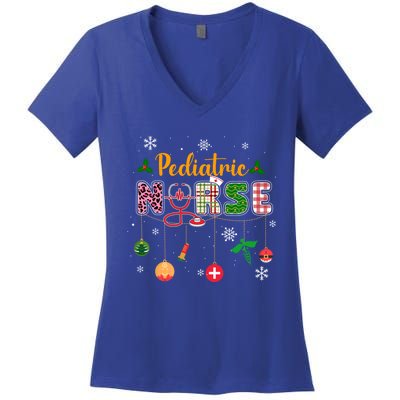 Merry Christmas Nursing Scrub Pediatric Nurse Stethoscope Gift Women's V-Neck T-Shirt