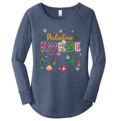 Merry Christmas Nursing Scrub Pediatric Nurse Stethoscope Gift Women's Perfect Tri Tunic Long Sleeve Shirt