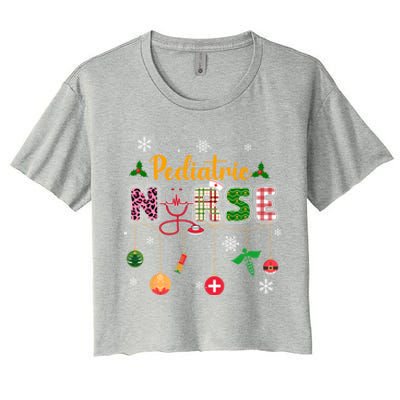 Merry Christmas Nursing Scrub Pediatric Nurse Stethoscope Gift Women's Crop Top Tee