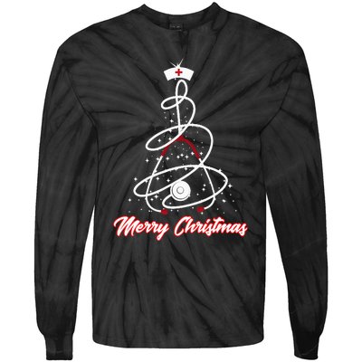 Merry Christmas Nurse Yuletide Practitioners Tie-Dye Long Sleeve Shirt