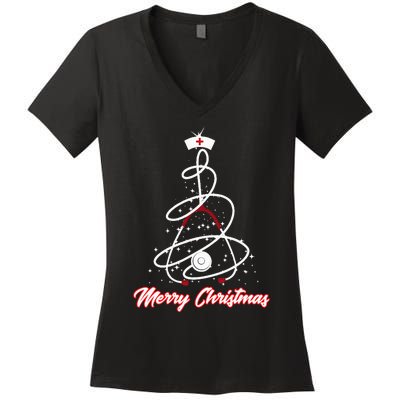 Merry Christmas Nurse Yuletide Practitioners Women's V-Neck T-Shirt