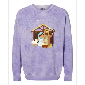 Merry Christmas & Nativity Scene Christian Faith Holiday Colorblast Crewneck Sweatshirt