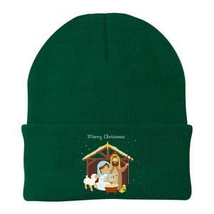 Merry Christmas & Nativity Scene Christian Faith Holiday Knit Cap Winter Beanie