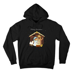 Merry Christmas & Nativity Scene Christian Faith Holiday Hoodie