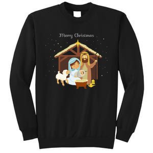 Merry Christmas & Nativity Scene Christian Faith Holiday Sweatshirt