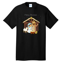 Merry Christmas & Nativity Scene Christian Faith Holiday Tall T-Shirt