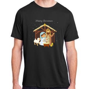 Merry Christmas & Nativity Scene Christian Faith Holiday Adult ChromaSoft Performance T-Shirt