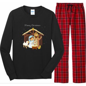 Merry Christmas & Nativity Scene Christian Faith Holiday Long Sleeve Pajama Set