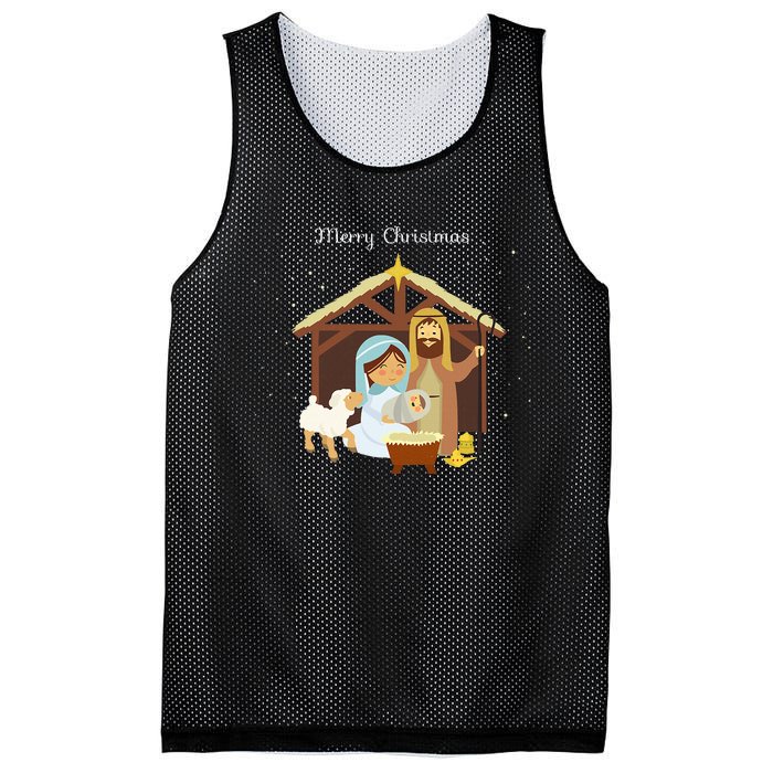 Merry Christmas & Nativity Scene Christian Faith Holiday Mesh Reversible Basketball Jersey Tank