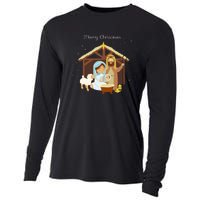 Merry Christmas & Nativity Scene Christian Faith Holiday Cooling Performance Long Sleeve Crew