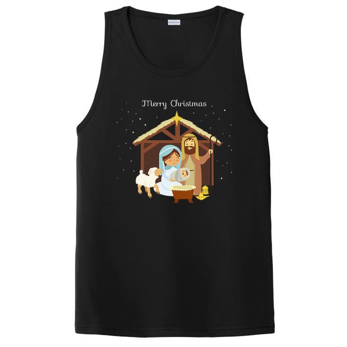 Merry Christmas & Nativity Scene Christian Faith Holiday PosiCharge Competitor Tank