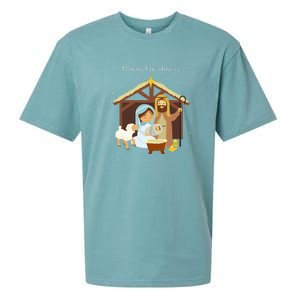 Merry Christmas & Nativity Scene Christian Faith Holiday Sueded Cloud Jersey T-Shirt