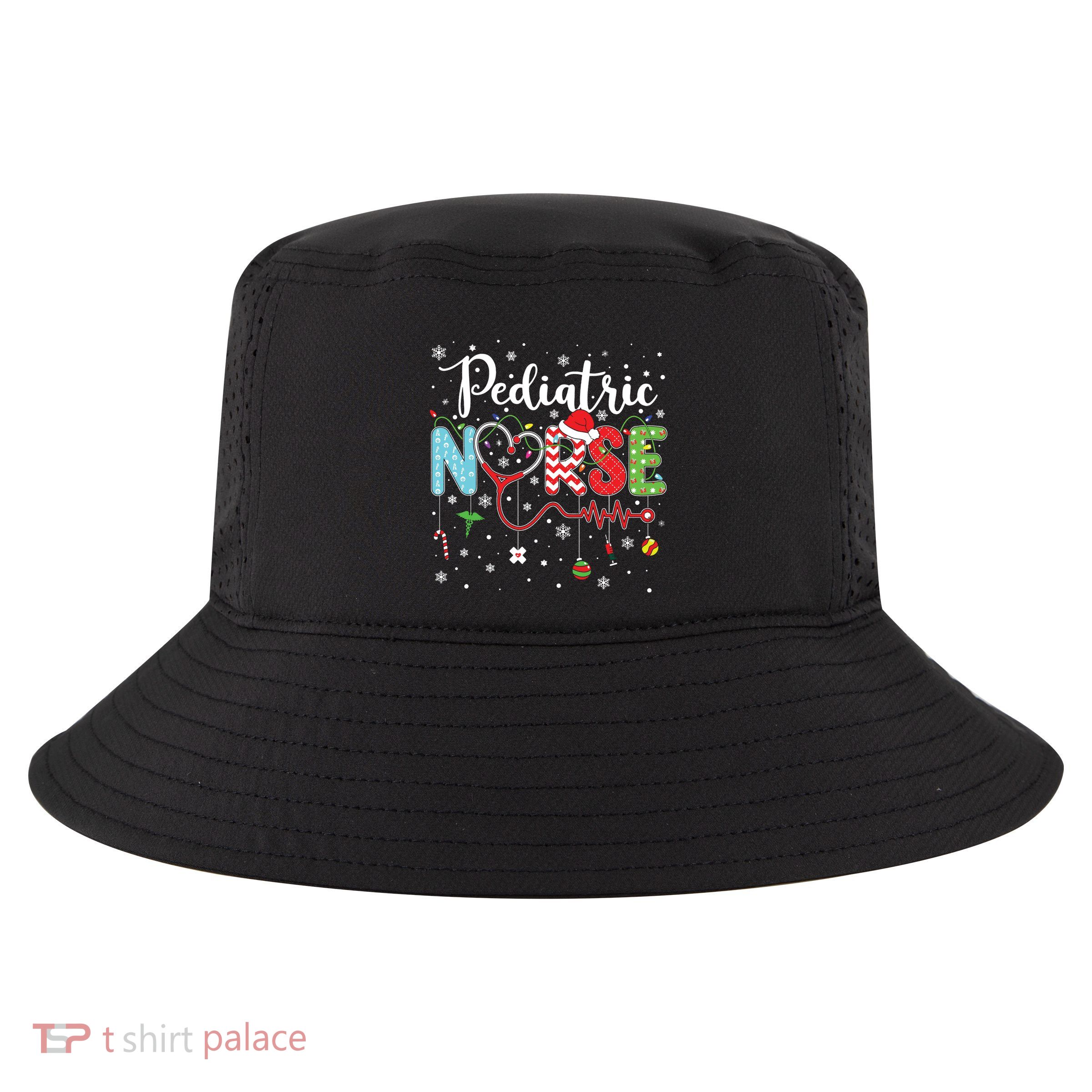 Merry Christmas Nurse Pediatric Nurse Christmas Pattern Cool Comfort Performance Bucket Hat