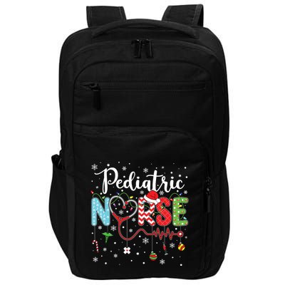 Merry Christmas Nurse Pediatric Nurse Christmas Pattern Impact Tech Backpack