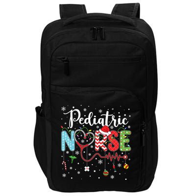 Merry Christmas Nurse Pediatric Nurse Christmas Pattern Impact Tech Backpack