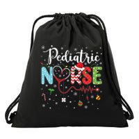 Merry Christmas Nurse Pediatric Nurse Christmas Pattern Drawstring Bag