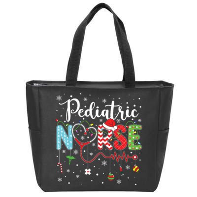 Merry Christmas Nurse Pediatric Nurse Christmas Pattern Zip Tote Bag