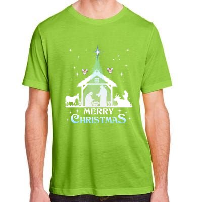 Merry Christmas Nativity Scene North Star Jesus Cute Gift Adult ChromaSoft Performance T-Shirt