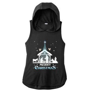 Merry Christmas Nativity Scene North Star Jesus Cute Gift Ladies PosiCharge Tri-Blend Wicking Draft Hoodie Tank