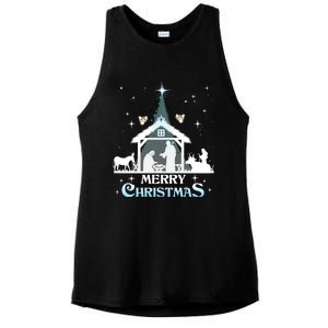 Merry Christmas Nativity Scene North Star Jesus Cute Gift Ladies PosiCharge Tri-Blend Wicking Tank