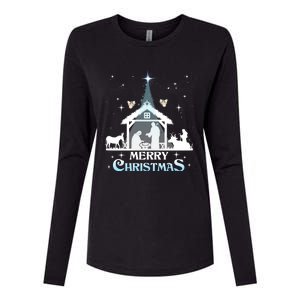 Merry Christmas Nativity Scene North Star Jesus Cute Gift Womens Cotton Relaxed Long Sleeve T-Shirt