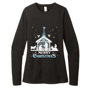 Merry Christmas Nativity Scene North Star Jesus Cute Gift Womens CVC Long Sleeve Shirt