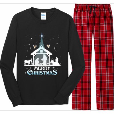 Merry Christmas Nativity Scene North Star Jesus Cute Gift Long Sleeve Pajama Set