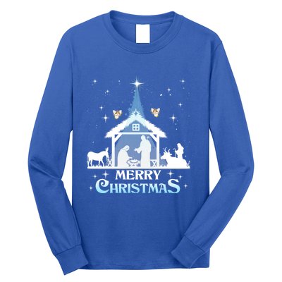 Merry Christmas Nativity Scene North Star Jesus Cute Gift Long Sleeve Shirt