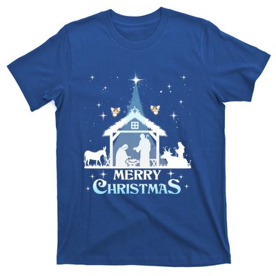 Merry Christmas Nativity Scene North Star Jesus Cute Gift T-Shirt