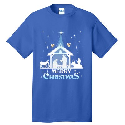 Merry Christmas Nativity Scene North Star Jesus Cute Gift Tall T-Shirt