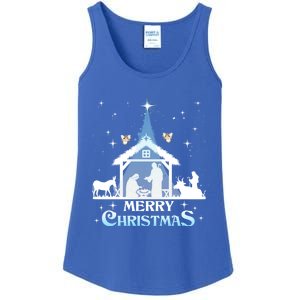 Merry Christmas Nativity Scene North Star Jesus Cute Gift Ladies Essential Tank