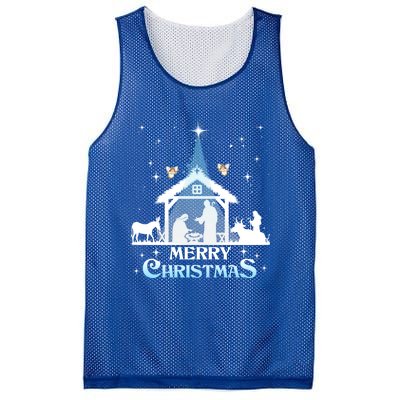 Merry Christmas Nativity Scene North Star Jesus Cute Gift Mesh Reversible Basketball Jersey Tank