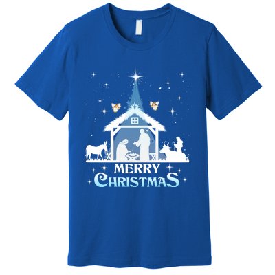 Merry Christmas Nativity Scene North Star Jesus Cute Gift Premium T-Shirt