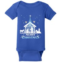 Merry Christmas Nativity Scene North Star Jesus Cute Gift Baby Bodysuit