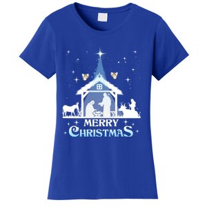 Merry Christmas Nativity Scene North Star Jesus Cute Gift Women's T-Shirt