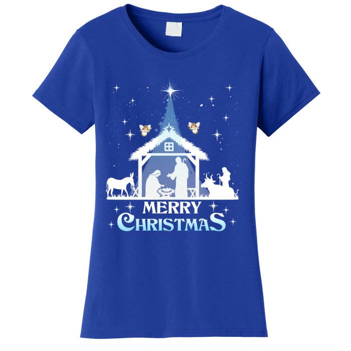 Merry Christmas Nativity Scene North Star Jesus Cute Gift Women's T-Shirt