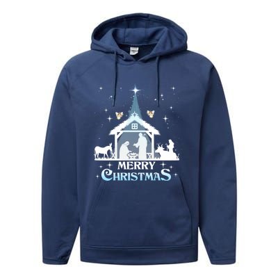 Merry Christmas Nativity Scene North Star Jesus Cute Gift Performance Fleece Hoodie