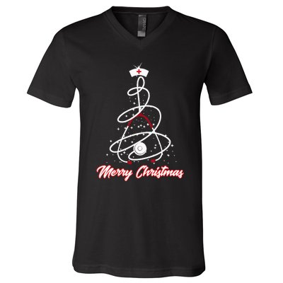 Merry Christmas Nurse Yuletide Practitioners Cute Gift V-Neck T-Shirt